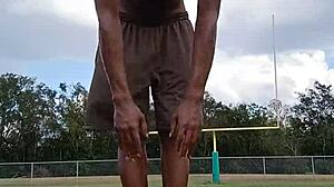 Sexy athletic black mature woman looks beautiful in homemade workout session with cute brunette roommate.