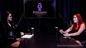 Carla Santos Preliminares Podcast Moments with Bia Hot Part 3 on Sheer Red