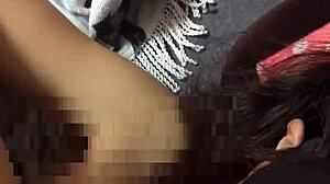 Intense blindfolded young wife serves with licking blowjob!