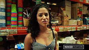 Hey, check this curly haired Latina college girl sucking black dick outdoors! 😏🍆