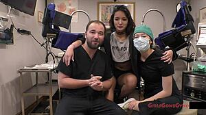 ORGASM research inc dives into channy crossfire with squirting anal fingering dildo action as nurse in latex gloves