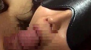 Intense blindfolded young wife serves with licking blowjob!