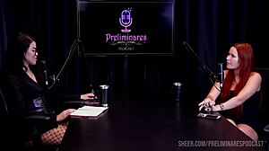 Carla Santos Preliminares Podcast Moments with Bia Hot Part 3 on Sheer Red