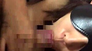 Intense blindfolded young wife serves with licking blowjob!