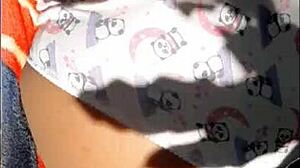 I encountered a beautiful brunette woman outdoors and enjoyed her public sex session with cum and masturbation.