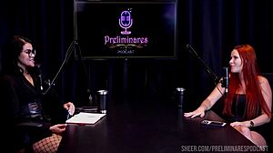 Carla Santos Preliminares Podcast Moments with Bia Hot Part 3 on Sheer Red