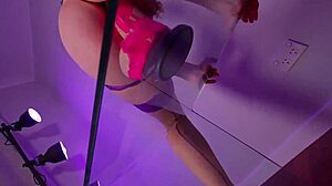 I feel so aroused watching this big dildo slide into my big ass. The lingerie hugs my big tits perfectly during masturbation.