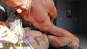 Muscular Stud Fucks Horny Friend's Tight Wet Pussy In Oiled Doggystyle!