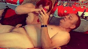 cock sucking christmas carmen angel with mature bbw blowjob deepthroat vibrator toys kissing moaning redhead fat granny cougar grandmother