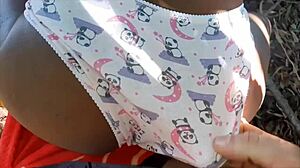 I encountered a beautiful brunette woman outdoors and enjoyed her public sex session with cum and masturbation.