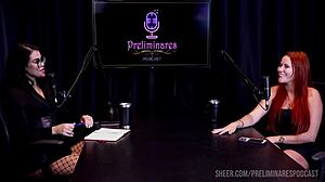 Carla Santos Preliminares Podcast Moments with Bia Hot Part 3 on Sheer Red