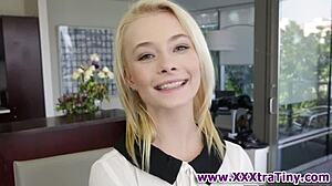 i'm this tiny blonde slut eagerly sucking on that massive cock with my petite body craving more