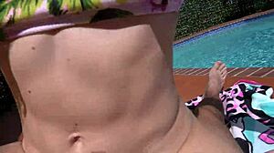 creating webcam content with petite blonde step sister anna kovanchenko by the pool