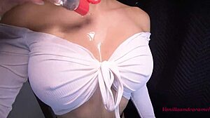 Oh daddy, watch my busty big tits and big ass in this oiled striptease!