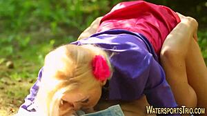 Pretty Slut Gets Urinated On in Outdoor Fetish Action?