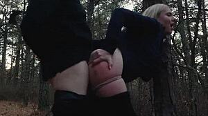 Two sick perverts drag bubble butt milf for a kinky crawl deep into the woods!