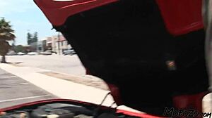 Busty amateur takes deepthroat blowjob from daddy before rough anal assfucking and facial cumshot in mofozo com scene