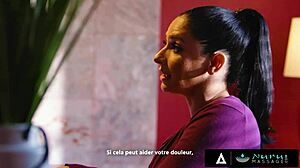 I love this steamy nuru massage threesome with my hot milf boss and sexy intern, all in French subtitles