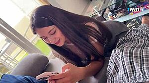 Give me your cock now step sister sucks dick deepthroat and swallows cum to make ex boyfriend jealous