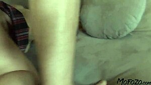 Busty amateur takes deepthroat blowjob from daddy before rough anal assfucking and facial cumshot in mofozo com scene