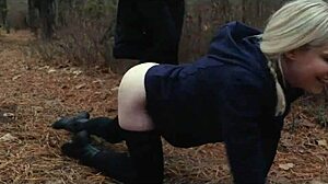 Two sick perverts drag bubble butt milf for a kinky crawl deep into the woods!