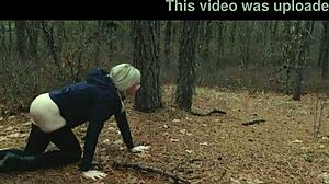 Two sick perverts drag bubble butt milf for a kinky crawl deep into the woods!