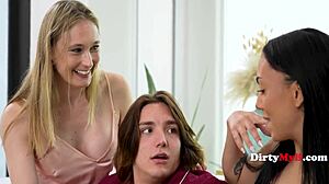 Virgin Dude Has The Horniest Step Family In Threesome Taboo Action!