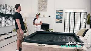 Lie sigh and a naughty alibi. Seth gamble gives payton preslee big tits blowjob in oiled nuru massage.