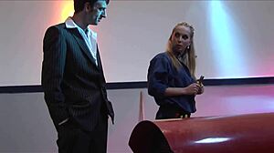 Diana gold looks into his eyes as he cums down her throat after using her pussy