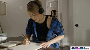 Asian coed Lulu Chu seduces babysitter Electra Rayne!