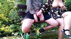 Amateur chubby mother-in-law shows off her big natural tits and curvy ass in homemade outdoor flashing