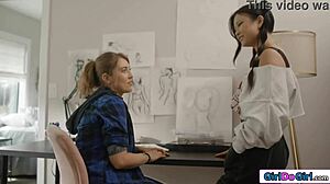 Asian coed Lulu Chu seduces babysitter Electra Rayne!