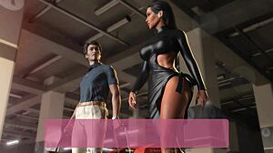 Big step mom with massive tits and ass performs blowjob on my cock in the bathroom during taboo mommy encounter.