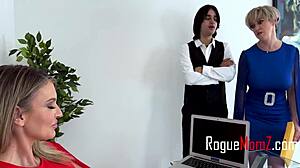 Curvy Milf Teachers Bang Teen Student in Office Group Session with Big Tits