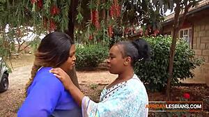 Whoa, these African milf lesbians are making out wildly in public at that house party!