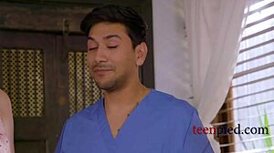 teen patient gets direct deposit from doctor to fill her natural tits womb in hospital taboo