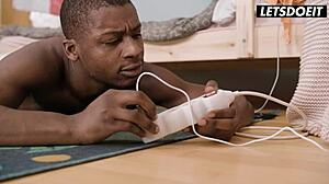 Squirting brunette babe rides big black cock in cowgirl before anal assfucking and facial cumshot from roommate in dorm. Horny hostel captures the intense action abroad.