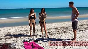 Young 18+ teens faced extreme outdoor bondage in a rough gangbang with clothes ripped.