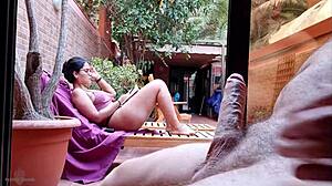 I See My Stepson's Big Cock On Terrace And Get Excited