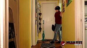 Dom kitty quinn caught the burglar johnny mercy in her place. She bound him for femdom tickling fetish play.