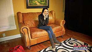 Skinny blonde hottie Olyssia gets wet twat and asshole deeply pounded with blowjob deepthroat facial cumshot and rimjob in doggystyle.