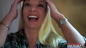 Why does skinny mature blonde Montana rub wet shaved pussy and suck throbbing cock?