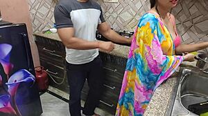 Indian Desi Bhabhi Experiences First Time Hard Fucking by Devar in Kitchen with Tight Pussy and Big Tits