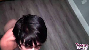 Flirty brunette kitty lynn seduces mature neighbor seth brogan with juicy blowjob and deepthroat. She rides cowgirl in lingerie for creampie on swollen pussy lips.