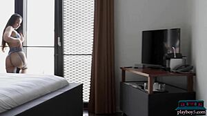 asian teen 18+ model tia poses in sexy lingerie on bed looking stunning and elegant