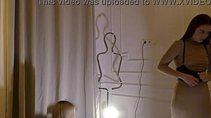 Hot sexy skinny girl meets her lesbian girlfriend for a fake porn shooting to go no panties in changing room casting interview.