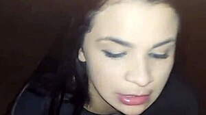 Amateur couple in hardcore group sex licks cum covered dick after creampie in girlfriend's pussy.