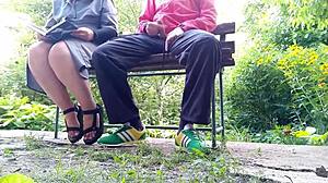 Oh wow, that unflappable mature BBW just made me cum outdoors with her curves