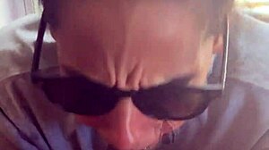 Lightskin ebony slut little 18+ step-sister giving blowjob in front of window gets facial cumshot