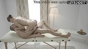 Tiffany Tatum oils her body for a sensual creampie fuck scene